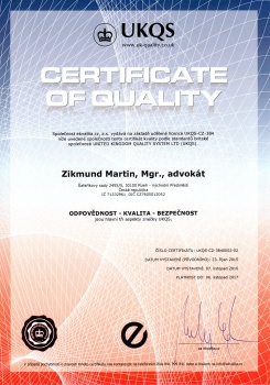Certifikát UKQS - Mgr. Martin Zikmund